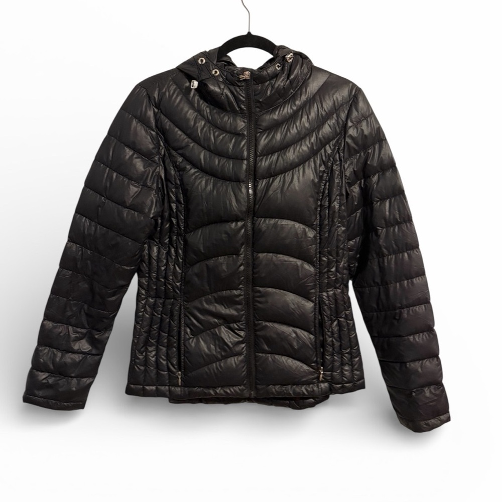 Andrew Marc Womens Packable Lightweight Premium Down Puffer Jacket Black Small